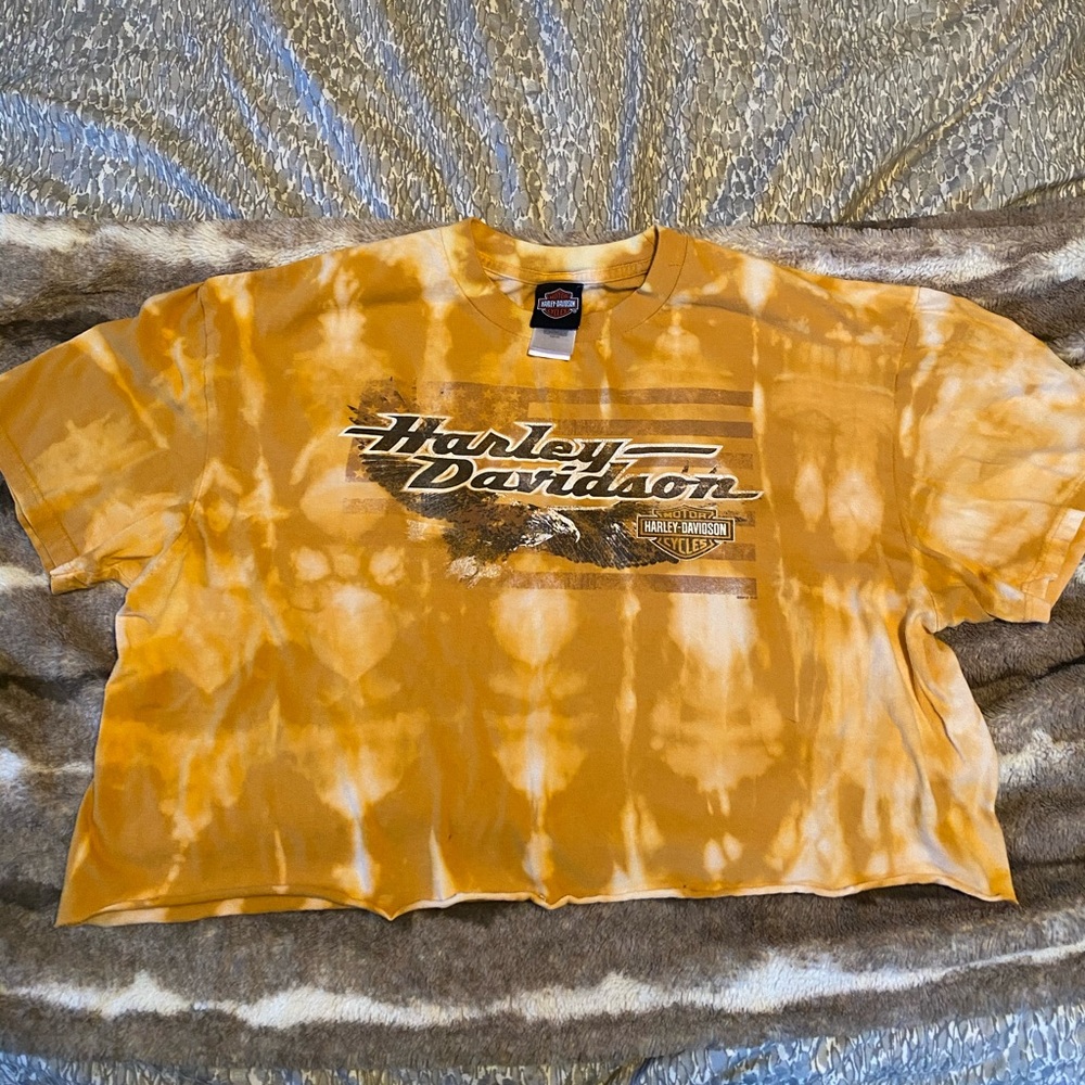 Tie dye crop Harley Davidson tee